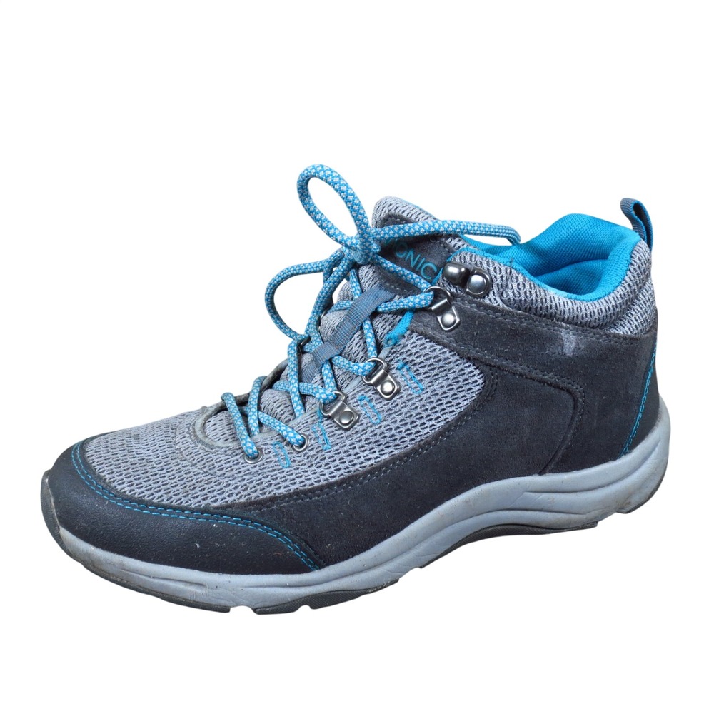 Vionic Cypress Women Hiking Boots Size 8.5 Trail Walking Gray Suede Mesh Blue